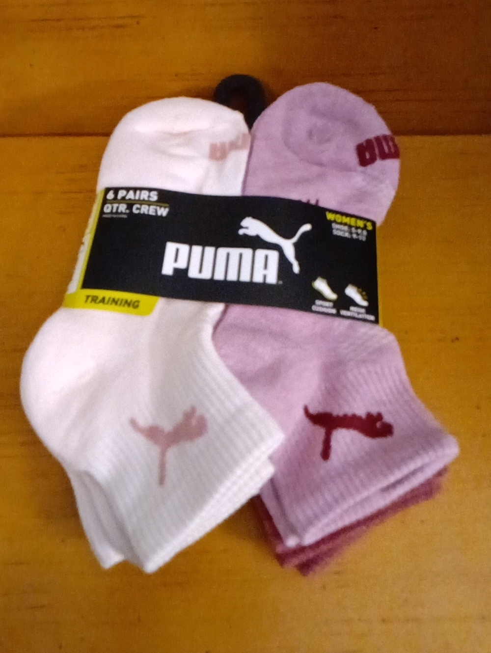 Puma Women's Crew Athletic Socks - Light Pink & Mauve (6 Pairs)
